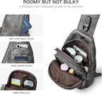 LATMAP Sling Bag For Women Faux Leather Small Casual Daypack Backpack Fanny Pack Crossbody Chest Bags Purse