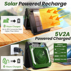 20000mAh Portable Fan Rechargeable with Solar Panel 2-in-1, 3 Speeds Cordless Battery Powered Fan with Led Lantern,Timer, Quiet USB-C Table Fan for Travel Tent Hurricane Office Home Bedroom(Green)