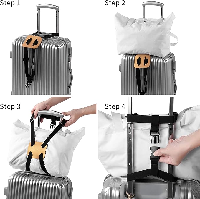 add a Bag Luggage Strap for suitcases，Luggage Bungee Strap，Adjustable Belt Bag Bungees with Buckles (Gold)