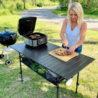 47in Portable Camping Table, Folding Beach Table, with Storage Net & Bag Easy to Carry, Prefect for Outdoor, Picnic, BBQ, Cooking, Festival, Beach, Home Use