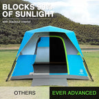 EVER ADVANCED 6 Person Camping Tent, Blackout Design Tent for Camping Instant Cabin Tents for Family with Rainfly, 60s Easy Setup, Water-Resistant