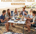 KingCamp Aluminum Camping Table Foldable, Large 53.5" Roll Up Camp Table Folding Seamless Tabletop Heavy Duty Duck Hunting Camping Tables Metal Portable Outdoor Collapsible for RV BBQ Picnic Hunting