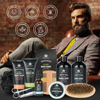 14 Pcs Bath & Body Gift Set for Men, Father's Day Gifts, Beard Grooming, Home Spa & Self Care Gift Basket, Shave Gel, Leather Bag, Christmas, Birthday, Anniversary, Dad, Husband, Boyfriend