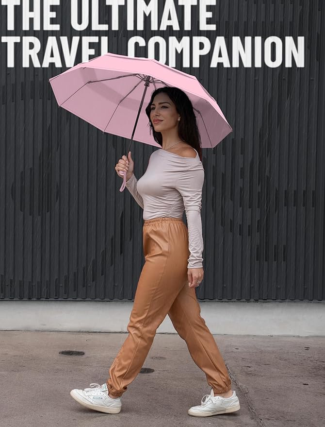 Repel Windproof Travel Umbrella - Compact & Withstands Winds up to 100MPH , Strongest Premium Auto Folding Umbrella for Rain and Sun - Durable, Light & Portable for Women & Men , Fits Backpack & Cars
