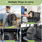 Morpilot Expandable Cat Carrier Backpack for Small Dogs & Cats Up to 20lbs, Breathable Mesh Pet Travel Backpack with Safety Leash, Foldable Airline Approved Carrier for Hiking Camping Outdoor, Grey