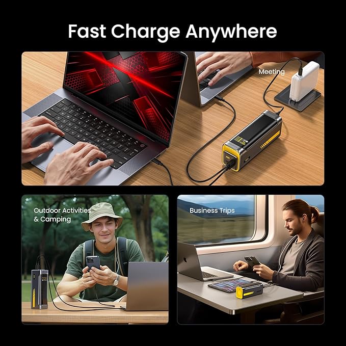 AOHI 140W PD3.1 Laptop Power Bank 40000mAh Fast Charging Station, The Future Starship 2 in 1 Camping Large Portable Charger for MacBook Pro/Air, iPad Pro, iPhone 16 Pro Max,Galaxy,Steam Deck, Grey