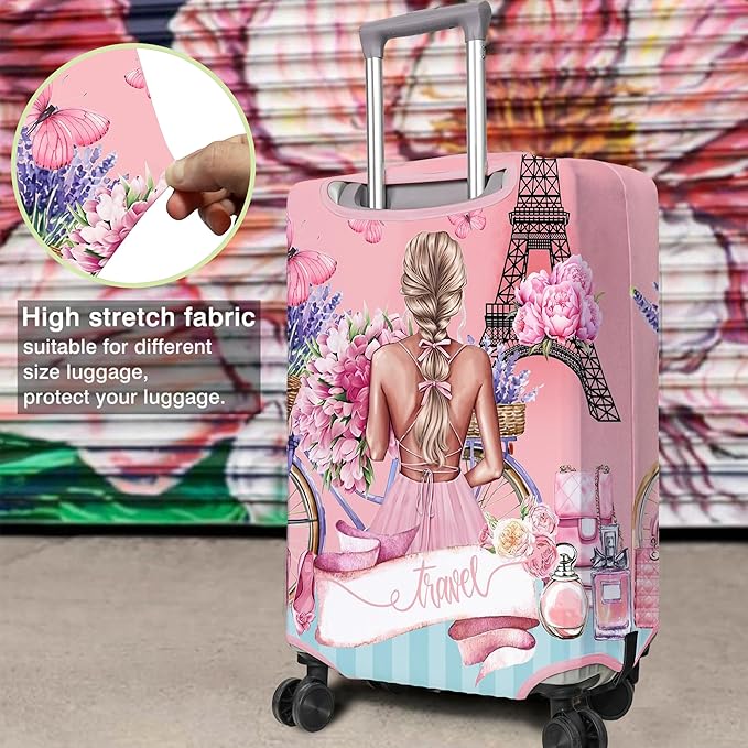 Travel Luggage Cover Suitcase Protector Fits 18-32 Inch Wheel Covers PatternedTravel Related Items Flower Luggage Protector Elastic XL