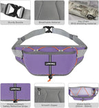 Fanny Pack for Women Men, Water-Resistant Travel Waist Pack with RFID Blocking, Wide Opening Crossbody Belt Bag for Phone, Passport, Small Hip Pack for Running, Hiking, Workout（Purple）