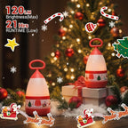 Kids Camping Lantern with Christmas Santa Sleigh Battery Powered (3×AAA Included), 3 Mode Eye Prptecting Night Light, IPX4 Waterproof Silicone Handle Tent Light for Children Gifts (2-Pack)