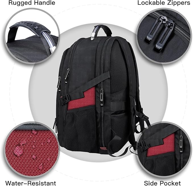 ANTERK Extra Large Laptop Backpack, 18.4 Inch Laptop Backpacks for Men Women, 55L Anti Theft Water Resistant College Bussiness TSA Airline Approved Work Computer Backpack, Red