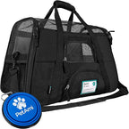 PetAmi Airline Approved Pet Carrier for Cats & Small Dogs, Soft Sided TSA Travel Carrier Bag with Sherpa Bed, Breathable Mesh Ventilation, Collapsible Bowl, Fits Under Seat, Up to 18 lbs, Large Black