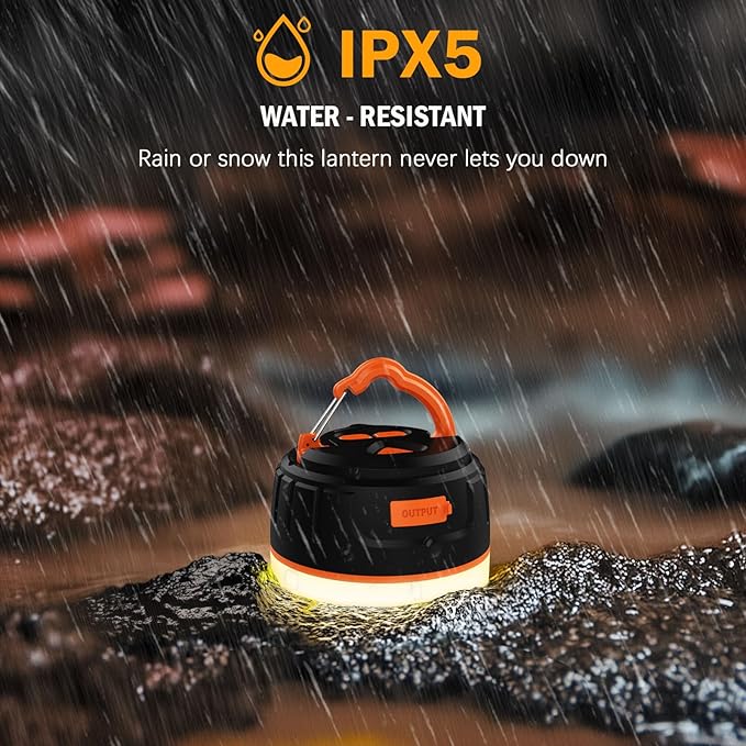 Yonktoo Rechargeable LED Camping Lantern, 300H Runtime, 6400mAh, IPX5 Waterproof Tent Light for Camping, Hiking, Power Outages, Home, Emergency - Standard Edition,Orange
