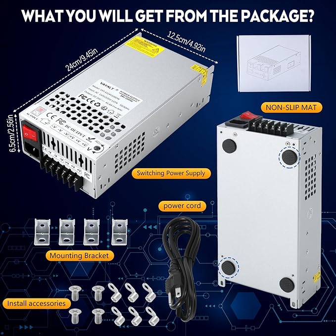 VAYALT DC 24V 41.6A 1000W Switching Power Supply, 110V/220V AC to DC Converter, Universal Regulated Switching, 24V Power Supply for CCTV Camera System, 3D Printer, LED Strip, Computer Project