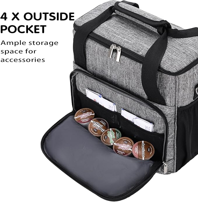 Coffee Maker Carring Bag for Keurig K-Slim/K-Express/K-Iced/Ninja PB041ST/Ninja PB051, Water Resistant Carry Case for Travel, Grey