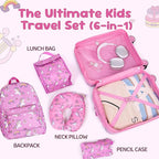 Rosamo Kid’s Luggage Set 6 Piece Suitcase Set 16’’ Hardside Luggage with Spinner Wheels Girls Boys Carry on Luggage Travel Rolling Luggage Airline Approved