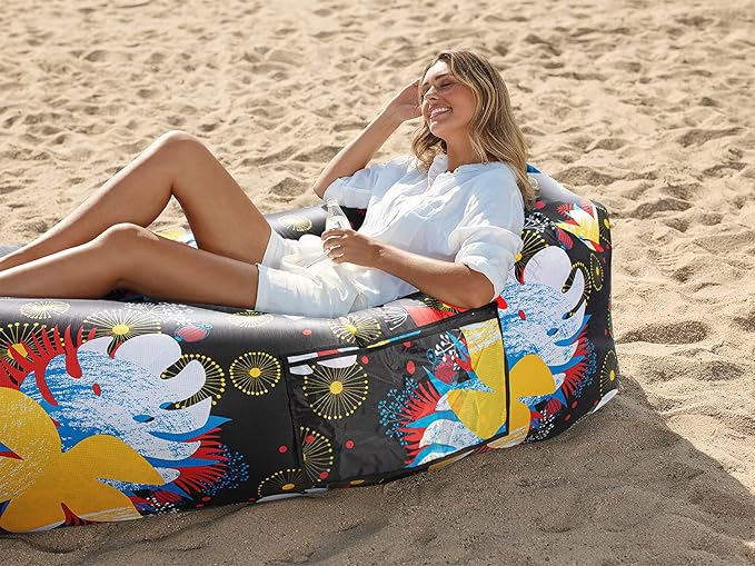 WEKAPO Inflatable Couch Air Lounger Chair - Camping & Beach Accessories, Portable Blow up Sofa for Hiking, Lawn, Indoor/Outdoor Movies & Music Festivals. Lightweight and Easy to Set Up Air Hammock