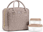 Fit & Fresh Bloomington Lunch Bag for Women - Insulated Large Lunch Box for Work with Containers, Leak-Resistant, Stain-Resistant, Zipper Closure, Mocha Feline Fine