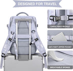WONHOX Large Travel Backpack Women, Carry On Backpack, Hiking Backpack Waterproof Outdoor Sports Rucksack Casual Daypack with USB Charging Port Shoes Compartment, Taro Purple