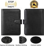 Passport Holder With Luggage Tag Cover Wallet RFID Blocking Leather Case Travel Essentials Accessories Travel Must Have(114#Black)