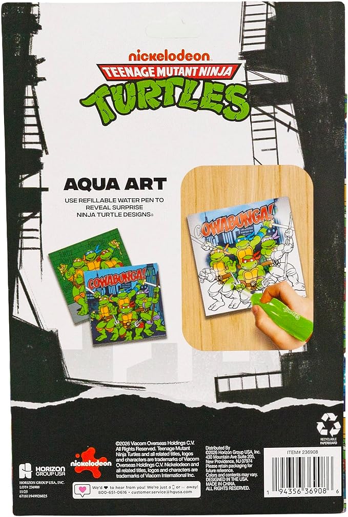 Teenage Mutant Ninja Turtles® Aqua Art, Great Kids Ninja Turtles Toys, TMNT Mess Free Coloring for Toddlers Paint with Water Books for Kids, Toddler Car Activities & Travel Toys, Water Painting Book