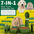 Dog Travel Kit 7-in-1 – Collapsible Bowls, Water Bottle, Treat Pouch, Waste Bag Holder, Strap & Carry Bag – Portable Pet Travel Essentials for Walks, Hiking, Road Trips & Everyday Use – PawCue