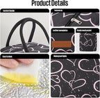 douyadady Lunch Bag Women/Men Lunch Box Women/Men (black+pink heart)