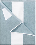 HENBAY Cotton Oversized Beach Towel - Large 70 x 35 Inch Pool Towel, Smoke Blue Striped Quick Dry Swimming Cabana Towel