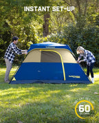 FanttikOutdoor Camping Tent 4/6/8/10 Person Instant Cabin Tent Setup in 60 Seconds with Rainfly & Windproof Portable with Carry Bag for Family Camping & Hiking, Upgraded Ventilation, Navy Blue