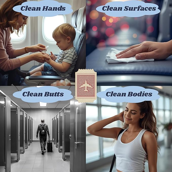 Butt Napkins B.O.dorant & Cleaning Wipes Combo Pack – Portable Odor-Fighting Swipes + All-Natural Family Travel Wipes – 2-in-1 Personal & On-the-Go Hygiene Solution (Cleaned for Departure)