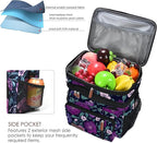 MIYCOO Lunch Bag & Lunch Box for Women Men, Double Deck Leakproof Insulated Soft Large Adult Camping Cooler bag for Work, Beach, Picnic, Travel (Purple Flower, 15L)