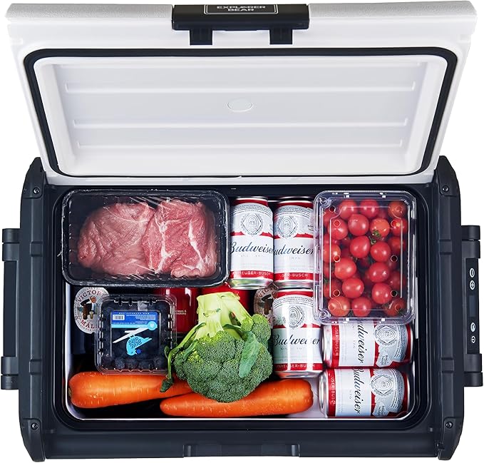 Explorer Bear Urban Series 37QT/35L 12V/24V Portable Battery Powered Electric Cooler Fridge Freezer Powered by LG Compressor (Battery Not Included)