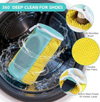 Shoe Washing Machine Bag Reusable Sneaker Washing Bag with Built-in Fluffy Brushes for 360° All-Around Cleaning. Laundry Shoe Bag is Designed for Washer and Dryer （Yellow 2pcs Pro）