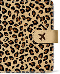 Passport Holder for Travel Essentials, RFID Blocking Leather Cover Wallet with Magnetic Closure, Aesthetic & Cute Passport Book Case for Women and Men - Leopard