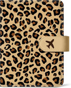 Passport Holder for Travel Essentials, RFID Blocking Leather Cover Wallet with Magnetic Closure, Aesthetic & Cute Passport Book Case for Women and Men - Leopard