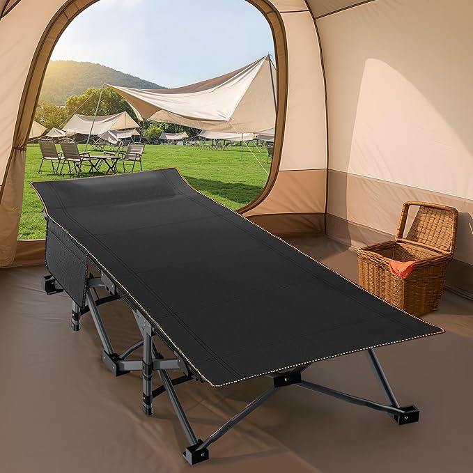 ABORON XXL Camping Cot for Adults 900LBS - 78"×32" Oversized Folding Bed with Mattress Pad, Heavy Duty 1200D Oxford Outdoor Cot with Carry Bag
