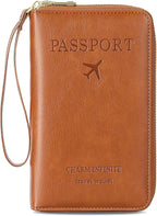 Leather RFID Blocking Passport Holder Travel Wallet, Passport Cover/Travel Wallet for Women/Men with