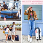 Personalized Initial Luggage Tags for Suitcase, Pink Leather Cute Luggage Tags with Privacy Cover Name Card, Embroidered Custom Monogrammed Luggage Tag Travel Bag Baggage Tags Gifts for Women Kids(C)
