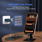 USB C Wall Fast Charger Block, 40W 4-Port Type C Charger Fast Charging Blocks PD Power Charger Adapter+QC 3.0 USB Multiport Charger Brick for Phone 17/16/15/14/13/12 Pro Max, Pad, GalaxyS25-Navy Blue