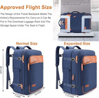 Lumesner Carry on Travel Backpacks, Extra Large 40L Flight Approved Bag for Men & Women,Expandable Suitcase Backpack With 4 Packing Cubes,Water Resistant Luggage Daypack Business Weekender Bag, Blue