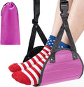Airplane Footrest Hammock, Adjustable Foot Rest for Long Flights - Travel Must-Haves and Travel Essentials,Portable Airplane Gadgets for Flying Comfort(Rose Red,1 Pack)