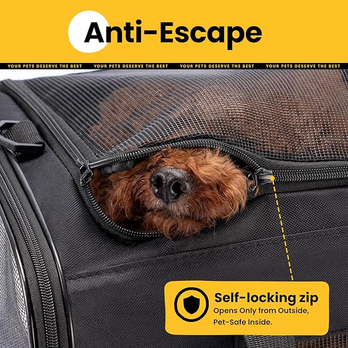 Conlun Dog Carrier Bag,Soft-Sided Pet Carriers for Dogs with 4-Sided Mesh, Cat Transport for Large Cats Small Dog Up to 20lb,Collapsible Dat Travel Carrier-L,Black