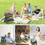 holuxer Insulated Lunch Bag & Lunch Box for Men - Double Deck Reusable Lunch Bag for Women Tote Cooler Bag Leakproof Soft Expandable - Large Lunchbox for Work/Adult/Picnic/Outdoor (Green，15L)
