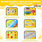Esjay Toddler Busy Board Montessori Toys for Boys Girls, Sensory Book Educational Activities for Learning Fine Motor Skills, Birthday Gifts for Toddlers, Travel Toys for Airplane Car, Yellow Truck