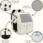 Airline Approved Cat Carrier Backpack - Ventilated Breathable Mesh for Small Dogs & Cats (15lbs), Soft Sided Dog Backpack for Hiking, Camping, Travel & Vet Visits with Padded Straps (White)