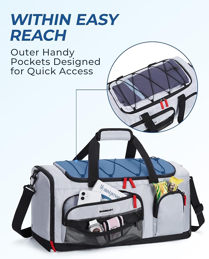 BAGSMART Gym Bag for Women & Men, 35L/63L Sports Travel Duffel Backpack with Shoe Compartment Laptop Compartment, Water Resistant Carry On Weekender Bag for Airplane