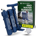 Pro Water Purifier Water Purification System for Survival - High-Volume Hand Pump Portable Water Filter for Camping, Hiking, Hunting, Emergency Preparedness - 3-Stage Water Filtration System