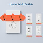 ETL Listed 3 Outlet Grounding Adapter, BTU Three Plug Outlet Adapter Splitter, Heavy Duty Grounded Power Tap, 3-Prong Outlet Adapter, Multi-Plug Extender, Orange (Pack of 3)
