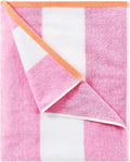 HENBAY Cotton Oversized Beach Towel - Large 70 x 35 Inch Pool Towel, Rose Red Striped Quick Dry Swimming Cabana Towel