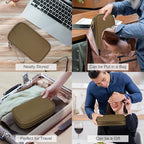 FYY Electronic Organizer, Travel Cable Organizer Bag Pouch Electronic Accessories Carry Case Portable Waterproof Double Layers Storage Bag for Cable, Charger, Phone, Earphone, Medium Size, Brown