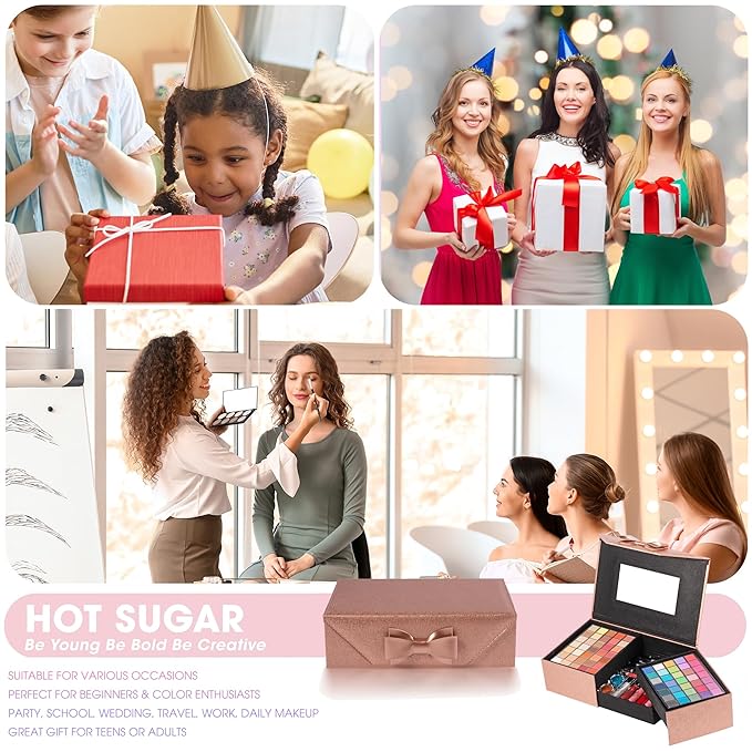 Hot Sugar Makeup Kit for Teenagers, Beginner Makeup Gift Set for Women Full Makeup Kit (Bronze)
